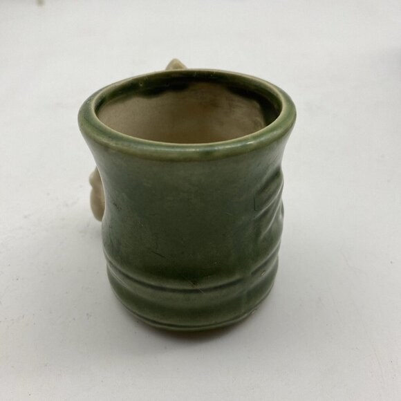 VTG Ceramic Planter Cup Vase Elephant Lucky Trunk Up Green Bamboo Asian 2 3/4”H - Picture 4 of 12